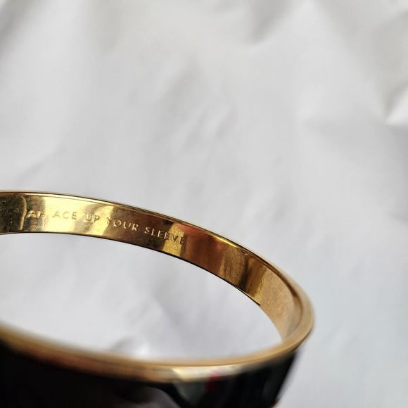 Kate Spade Gold plated Black enamel Bangle Bracelet Elegant Stamped Logo - Picture 3 of 12